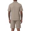 image:imageJMIERR Mens Summer 2 Piece Beach Sets Texture Short Sleeve Button Down Knit Shirts and Shorts Vacation Outfits of MenKhaki