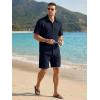 image:imageJMIERR Mens Summer 2 Piece Beach Sets Texture Short Sleeve Button Down Knit Shirts and Shorts Vacation Outfits of MenNavy Blue