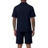 image:imageJMIERR Mens Summer 2 Piece Beach Sets Texture Short Sleeve Button Down Knit Shirts and Shorts Vacation Outfits of MenNavy Blue