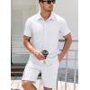 image:imageJMIERR Mens Summer 2 Piece Beach Sets Texture Short Sleeve Button Down Knit Shirts and Shorts Vacation Outfits of MenWhite