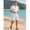 image:imageJMIERR Mens Summer 2 Piece Beach Sets Texture Short Sleeve Button Down Knit Shirts and Shorts Vacation Outfits of MenWhite