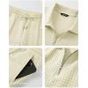 image:imageJMIERR Mens Summer 2 Piece Outfits Short Sets Beach Waffle 14 Zip Polo Shirts Casual Loose Pant LoungewearBeige
