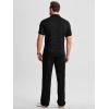 image:imageJMIERR Mens Summer 2 Piece Outfits Short Sets Beach Waffle 14 Zip Polo Shirts Casual Loose Pant LoungewearBlack