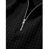 image:imageJMIERR Mens Summer 2 Piece Outfits Short Sets Beach Waffle 14 Zip Polo Shirts Casual Loose Pant LoungewearBlack