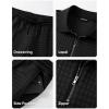 image:imageJMIERR Mens Summer 2 Piece Outfits Short Sets Beach Waffle 14 Zip Polo Shirts Casual Loose Pant LoungewearBlack