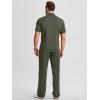 image:imageJMIERR Mens Summer 2 Piece Outfits Short Sets Beach Waffle 14 Zip Polo Shirts Casual Loose Pant LoungewearGreen