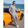 image:imageJMIERR Mens Summer 2 Piece Outfits Short Sets Beach Waffle 14 Zip Polo Shirts Casual Loose Pant LoungewearGrey