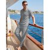 image:imageJMIERR Mens Summer 2 Piece Outfits Short Sets Beach Waffle 14 Zip Polo Shirts Casual Loose Pant LoungewearGrey