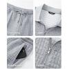 image:imageJMIERR Mens Summer 2 Piece Outfits Short Sets Beach Waffle 14 Zip Polo Shirts Casual Loose Pant LoungewearGrey