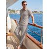 image:imageJMIERR Mens Summer 2 Piece Outfits Short Sets Beach Waffle 14 Zip Polo Shirts Casual Loose Pant LoungewearKhaki
