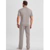 image:imageJMIERR Mens Summer 2 Piece Outfits Short Sets Beach Waffle 14 Zip Polo Shirts Casual Loose Pant LoungewearKhaki