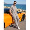 image:imageJMIERR Mens Summer 2 Piece Outfits Short Sets Beach Waffle 14 Zip Polo Shirts Casual Loose Pant LoungewearKhaki