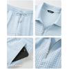 image:imageJMIERR Mens Summer 2 Piece Outfits Short Sets Beach Waffle 14 Zip Polo Shirts Casual Loose Pant LoungewearLight Blue