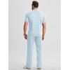 image:imageJMIERR Mens Summer 2 Piece Outfits Short Sets Beach Waffle 14 Zip Polo Shirts Casual Loose Pant LoungewearLight Blue