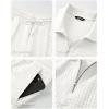 image:imageJMIERR Mens Summer 2 Piece Outfits Short Sets Beach Waffle 14 Zip Polo Shirts Casual Loose Pant LoungewearWhite