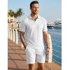image:imageJMIERR Mens Summer Beach Outfits 2 Piece Jacquard Knit Lounge Short Sleeve Shirts amp Shorts Vacation Texture Sets1 White
