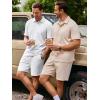 image:imageJMIERR Mens Summer Beach Outfits 2 Piece Jacquard Knit Lounge Short Sleeve Shirts amp Shorts Vacation Texture Sets1 White
