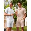 image:imageJMIERR Mens Summer Beach Outfits 2 Piece Jacquard Knit Lounge Short Sleeve Shirts amp Shorts Vacation Texture Sets1 White