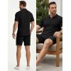 image:imageJMIERR Mens Summer Beach Outfits 2 Piece Jacquard Knit Lounge Short Sleeve Shirts amp Shorts Vacation Texture Sets2 Black