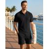 image:imageJMIERR Mens Summer Beach Outfits 2 Piece Jacquard Knit Lounge Short Sleeve Shirts amp Shorts Vacation Texture Sets2 Black