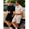 image:imageJMIERR Mens Summer Beach Outfits 2 Piece Jacquard Knit Lounge Short Sleeve Shirts amp Shorts Vacation Texture Sets2 Black