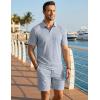 image:imageJMIERR Mens Summer Beach Outfits 2 Piece Jacquard Knit Lounge Short Sleeve Shirts amp Shorts Vacation Texture SetsBeau Blue