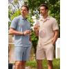 image:imageJMIERR Mens Summer Beach Outfits 2 Piece Jacquard Knit Lounge Short Sleeve Shirts amp Shorts Vacation Texture SetsBeau Blue