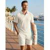 image:imageJMIERR Mens Summer Beach Outfits 2 Piece Jacquard Knit Lounge Short Sleeve Shirts amp Shorts Vacation Texture SetsBeige