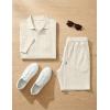 image:imageJMIERR Mens Summer Beach Outfits 2 Piece Jacquard Knit Lounge Short Sleeve Shirts amp Shorts Vacation Texture SetsBeige