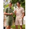image:imageJMIERR Mens Summer Beach Outfits 2 Piece Jacquard Knit Lounge Short Sleeve Shirts amp Shorts Vacation Texture SetsLaurel Green