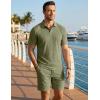 image:imageJMIERR Mens Summer Beach Outfits 2 Piece Jacquard Knit Lounge Short Sleeve Shirts amp Shorts Vacation Texture SetsLaurel Green