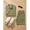 image:imageJMIERR Mens Summer Beach Outfits 2 Piece Jacquard Knit Lounge Short Sleeve Shirts amp Shorts Vacation Texture SetsLaurel Green