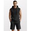 image:imageJMIERR Mens Track Suits 2 Piece Set Casual Sleeveless Hoodie Tank Top and Shorts Acid Wash Cotton Gym SweatsuitsBlack