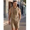 image:imageJMIERR Mens Track Suits 2 Piece Set Casual Sleeveless Hoodie Tank Top and Shorts Acid Wash Cotton Gym SweatsuitsLight French Beige
