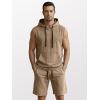 image:imageJMIERR Mens Track Suits 2 Piece Set Casual Sleeveless Hoodie Tank Top and Shorts Acid Wash Cotton Gym SweatsuitsLight French Beige