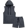 image:imageJMIERR Mens Track Suits 2 Piece Set Casual Sleeveless Hoodie Tank Top and Shorts Acid Wash Cotton Gym SweatsuitsMedium Grey