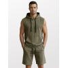 image:imageJMIERR Mens Track Suits 2 Piece Set Casual Sleeveless Hoodie Tank Top and Shorts Acid Wash Cotton Gym SweatsuitsMoss Green