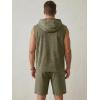 image:imageJMIERR Mens Track Suits 2 Piece Set Casual Sleeveless Hoodie Tank Top and Shorts Acid Wash Cotton Gym SweatsuitsMoss Green
