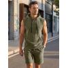 image:imageJMIERR Mens Track Suits 2 Piece Set Casual Sleeveless Hoodie Tank Top and Shorts Acid Wash Cotton Gym SweatsuitsMoss Green
