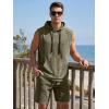 image:imageJMIERR Mens Track Suits 2 Piece Set Casual Sleeveless Hoodie Tank Top and Shorts Acid Wash Cotton Gym SweatsuitsMoss Green