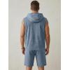 image:imageJMIERR Mens Track Suits 2 Piece Set Casual Sleeveless Hoodie Tank Top and Shorts Acid Wash Cotton Gym SweatsuitsSail Blue