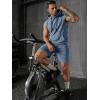 image:imageJMIERR Mens Track Suits 2 Piece Set Casual Sleeveless Hoodie Tank Top and Shorts Acid Wash Cotton Gym SweatsuitsSail Blue