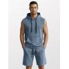 image:imageJMIERR Mens Track Suits 2 Piece Set Casual Sleeveless Hoodie Tank Top and Shorts Acid Wash Cotton Gym SweatsuitsSail Blue