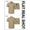 image:imageJMIERR Mens Tracksuits 2 Piece Outfits Casual Sweatsuit Textured 14 Zip Short Sleeve Golf Polo Shirt and Short SetsA Beige