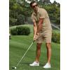 image:imageJMIERR Mens Tracksuits 2 Piece Outfits Casual Sweatsuit Textured 14 Zip Short Sleeve Golf Polo Shirt and Short SetsA Beige