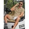 image:imageJMIERR Mens Tracksuits 2 Piece Outfits Casual Sweatsuit Textured 14 Zip Short Sleeve Golf Polo Shirt and Short SetsA Beige