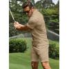 image:imageJMIERR Mens Tracksuits 2 Piece Outfits Casual Sweatsuit Textured 14 Zip Short Sleeve Golf Polo Shirt and Short SetsA Beige