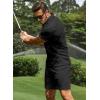image:imageJMIERR Mens Tracksuits 2 Piece Outfits Casual Sweatsuit Textured 14 Zip Short Sleeve Golf Polo Shirt and Short SetsA Black