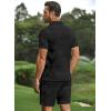 image:imageJMIERR Mens Tracksuits 2 Piece Outfits Casual Sweatsuit Textured 14 Zip Short Sleeve Golf Polo Shirt and Short SetsA Black