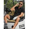 image:imageJMIERR Mens Tracksuits 2 Piece Outfits Casual Sweatsuit Textured 14 Zip Short Sleeve Golf Polo Shirt and Short SetsA Black